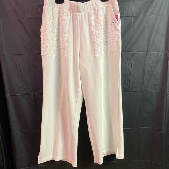 LOGO Lounge by Lori Goldstein Petite Crop Pants With Eyelet Alabaster XS Petite - Picture 5 of 7